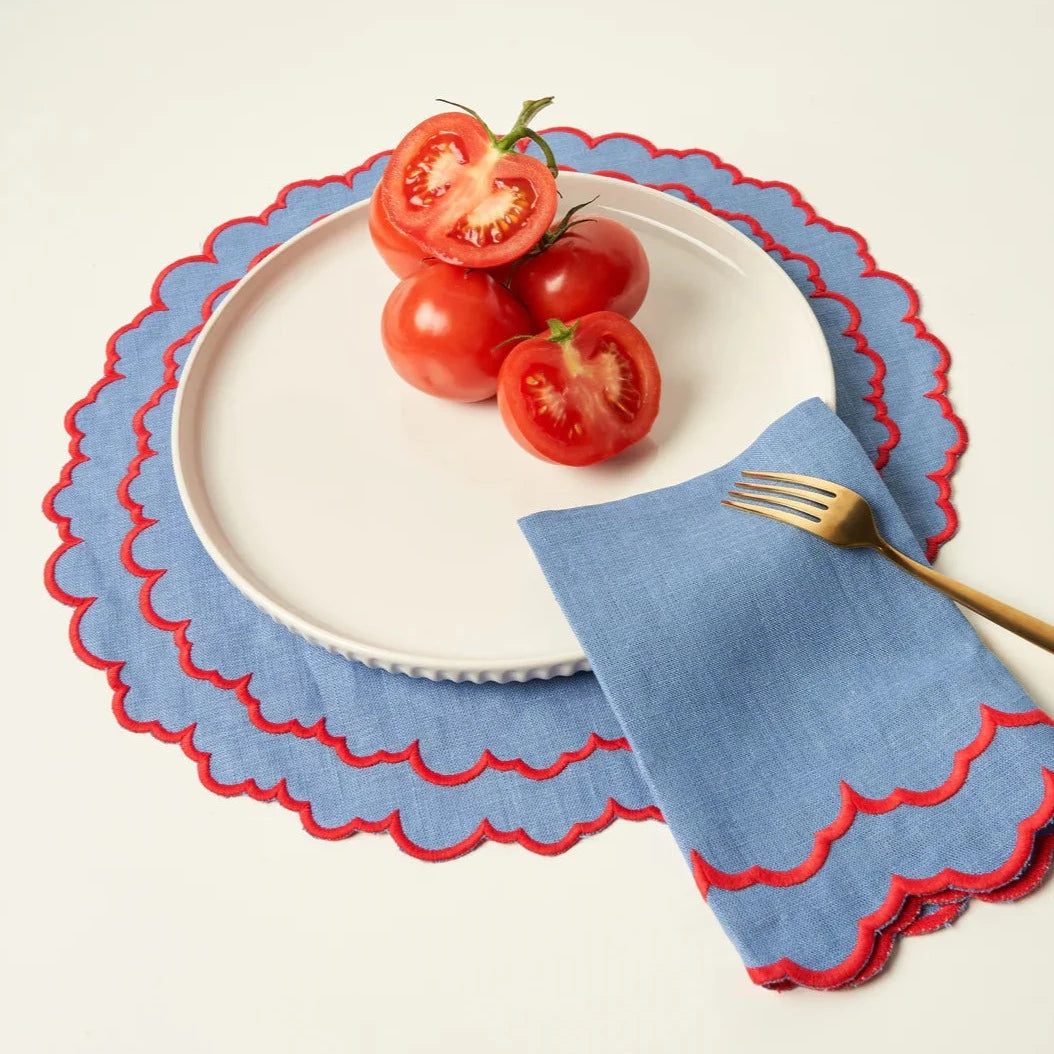 TABLE COLLECTIV. OLIVIA PLACEMAT: OCEAN/SCARLET RED